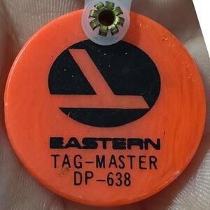 Vintage Eastern Airlines Tag-Master DP-638 Keychain Neon Orange Aviation Retro